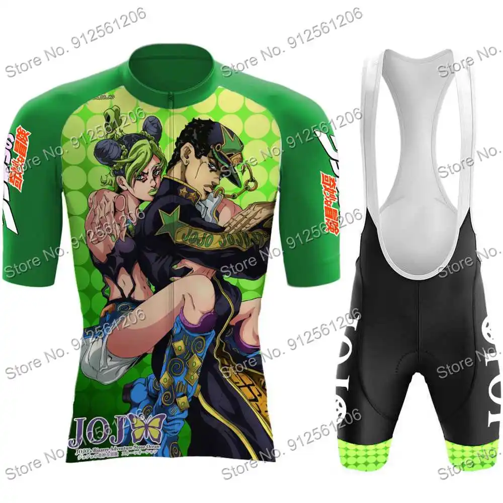Japanese Anime Jojo's Bizarre Adventure Cycling Jersey Summer Clothing Set Road Bike Shirts Suit Bicycle Bib Shorts Maillot