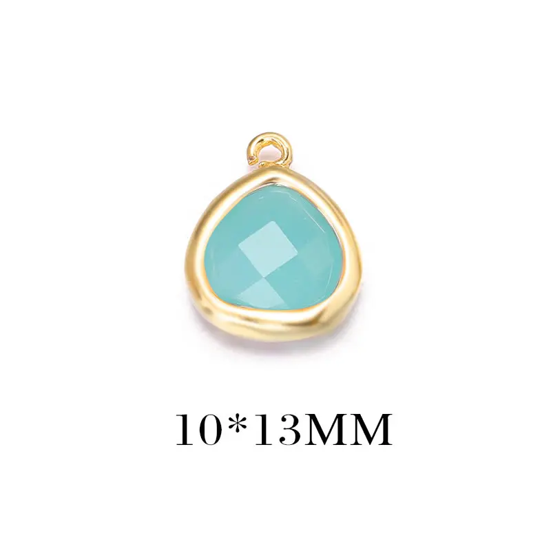 Colgantes de Encanto de Triángulo de Vidrio y Metal de Alta Calidad Accesorios de Joyería de Colorido Bronce Dorado Champán 4PCS 8x11MM 10x13MM - details 3