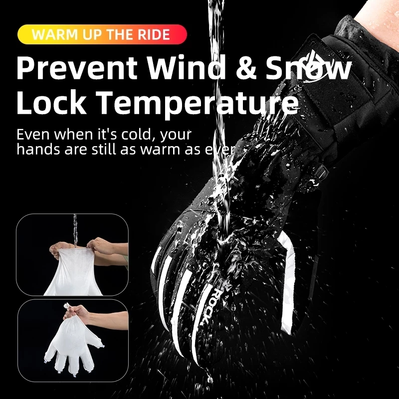 ROCKBROS Winter Ski Gloves Snowboard Gloves Snowmobile Motorcycle Riding Winter Gloves Windproof Waterproof Unisex Snow Gloves 3