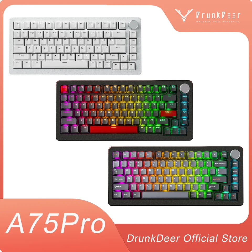 DrunkDeer G75 黒赤 DrunkDeer A75 Pro HE 磁気スイッチゲーミング
