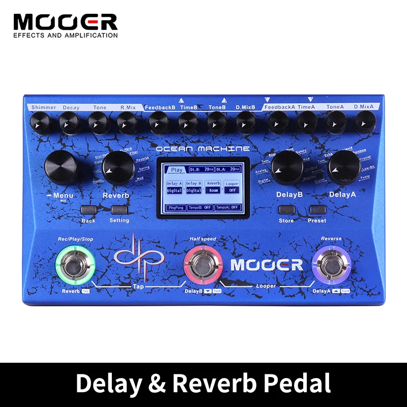 

MOOER Ocean педаль для электрической бас-гитары, музыкальная гитара, педаль с несколькими эффектами, 15 двойных задержек, Looper 9 реверберов
