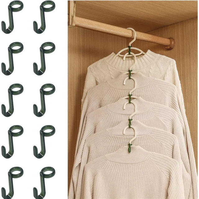 50pcs Hanger For Wardrobe Connector Hangers Save Wardrobe Space Hooks Up Cascading Plastic Coat Organizer Clothing Storage Home