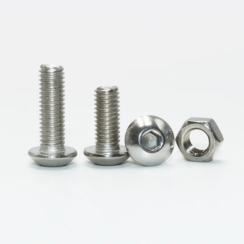 Round Pan Head Hex Hexagon Socket Screw M2 M3 M4 M5 M6 Stainless Steel Button Head Allen Screws Nut for Motorcycle Furniture Car