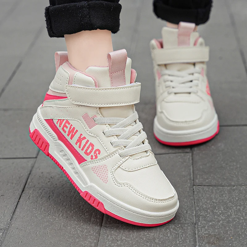 Girl Sneakers Children Shoes Fashion Leather Skater High Top