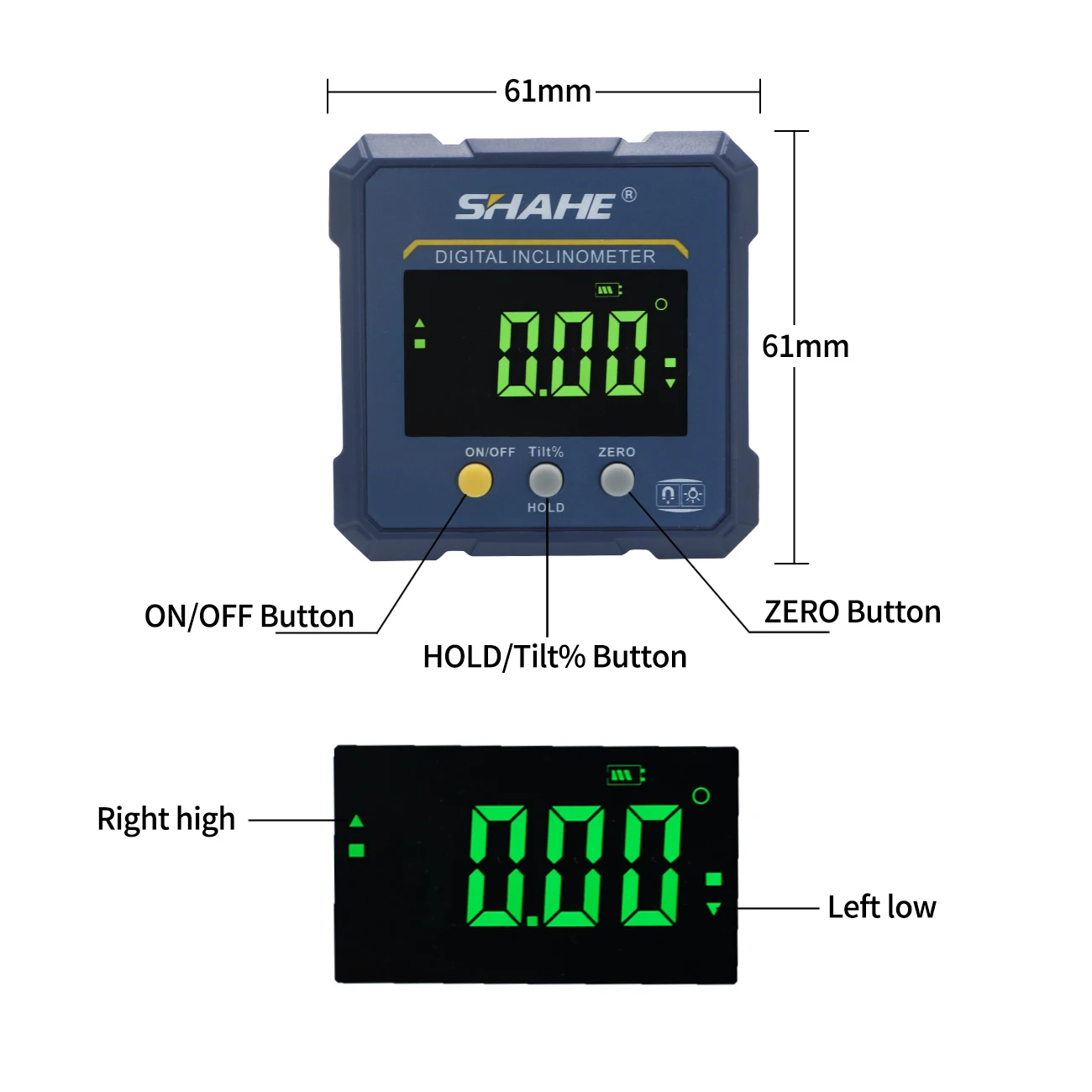 Digital Angle Protractor Angle Protractor Digital Angle Meter Angle Measuring Tool Digital Inclinometer SHAHE 4-sides Magnets Digital Angle Finder Protractor 2 In 1 Digital Level Angle Gauge Rechargeable Inclinometer