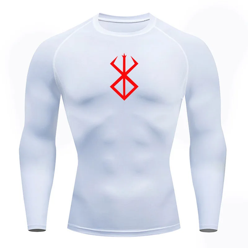 thumbnail image 1 of Camiseta de verano para correr para hombre, camiseta de compresión de manga corta, camiseta deportiva para gimnasio, ropa deportiva transpirable de secado rápido blanca y negra para MMA, 1 of 5
