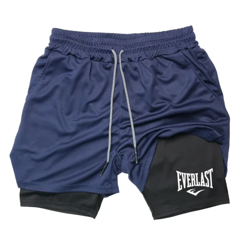 Men's compression gym shorts EVERLAST printed sports pants, double