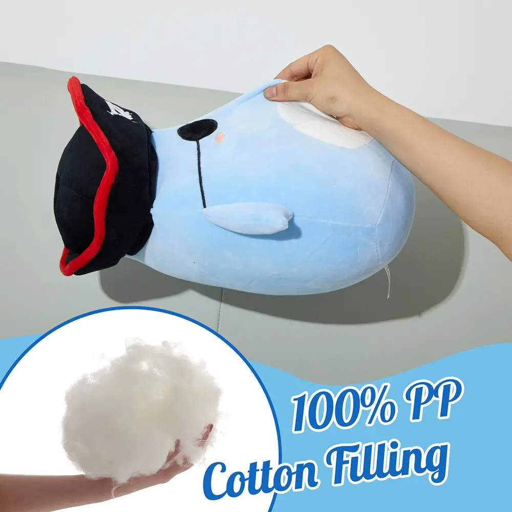 36cm Pirate Whale Stuffed Pillow Blue One-eyed Whale Round Pillow Plush Toys Cartoon Creative Design Children Gifts for Boys