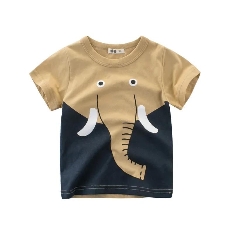 Dropshipping 2025 Summer New Boys' T-Shirts Animal Pattern Value Children Tops Short Sleeve Cotton Kids Clothes 2-10 Years Old 2
