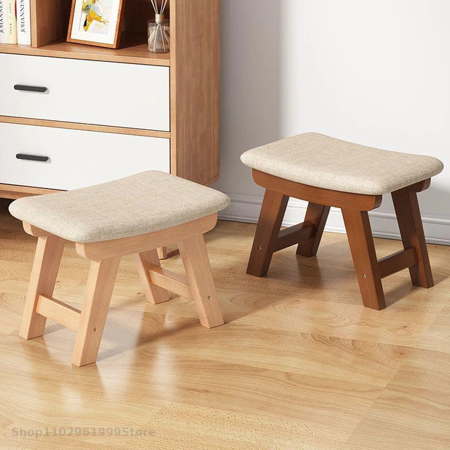 Taburete pequeño de tela para el hogar, taburete creativo para zapatos,  mesa de té, sala de estar, Banco de madera maciza, sofá Simple moderno,  taburete bajo - AliExpress