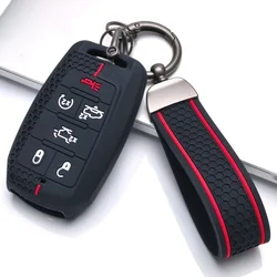 Premium Silicone Key Holder & Car Key Cover with Keychain for Dodge Ram 1500 Limited LongHorn (D)
