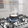 Bulit-In Gas Cooktop with Griddle, 5 Italy SABAF Powerful Burners Over 92% High Efficiency, Max 48300BTU Gas Stove Top, 304 Stai 4
