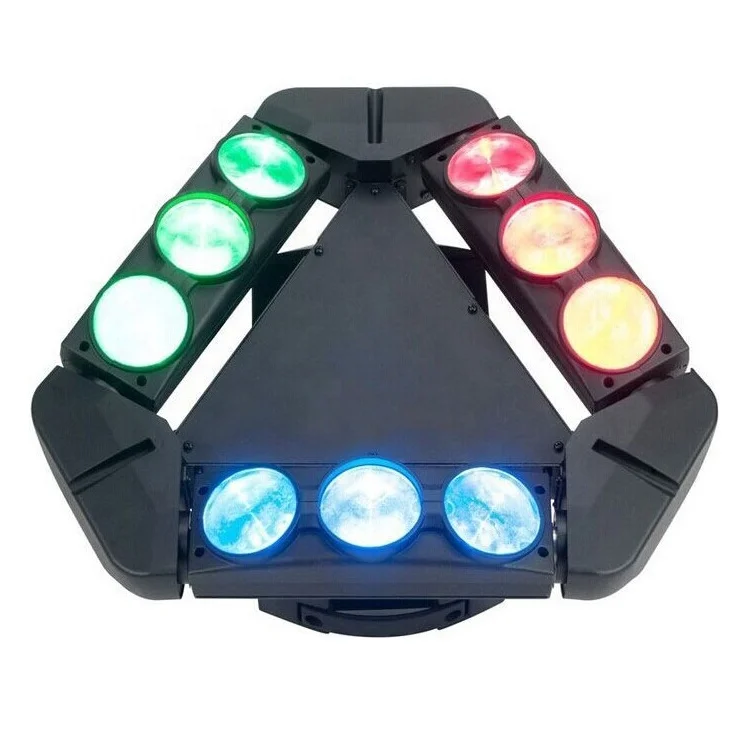 DJ 장비 미니 9 헤드 스파이더 라이트, 10w led rgbw 4in 1 무빙 헤드 라이트