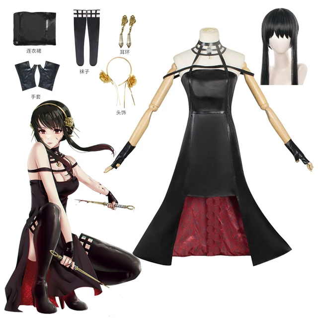 Disfraz de Anime SPY x Family Yor Forger para mujer, elegante vestido  negro, traje de princesa Thorn para Halloween, conjunto de peluca con  horquilla rosa - AliExpress