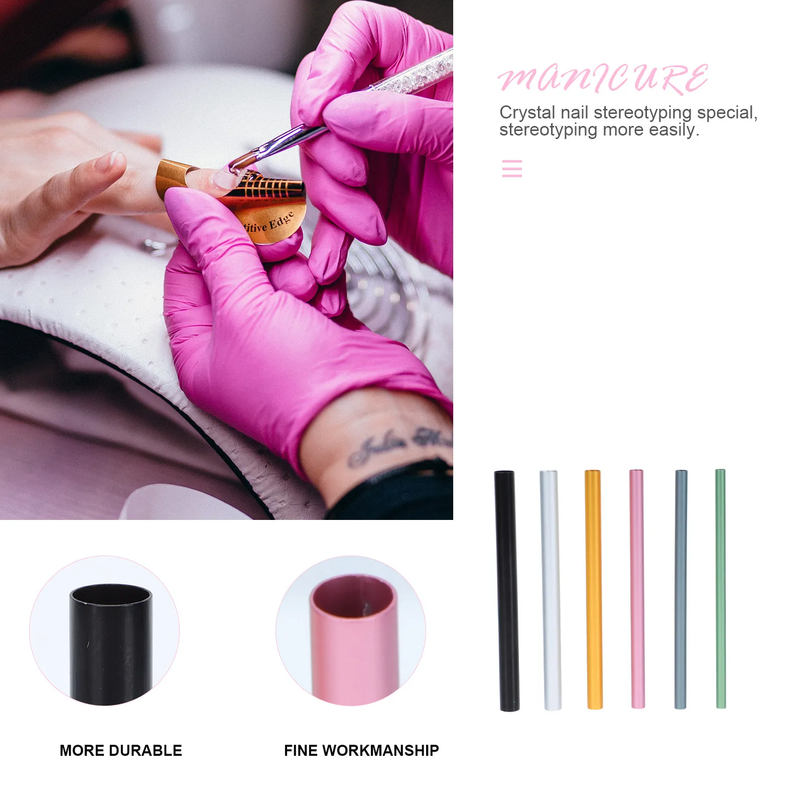 12Pcs 네일 쉐이핑 막대 금속 크리스탈 연장 몰딩 바 전문 매니큐어 도구 DIY 살롱용 네일 아트 용품