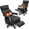 tainable Leather Electric Ergonomic Reclining Home Office Desk Chairs with Massage, Big and Tall Comfy Computer Chair 2