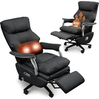 tainable Leather Electric Ergonomic Reclining Home Office Desk Chairs with Massage, Big and Tall Comfy Computer Chair 2