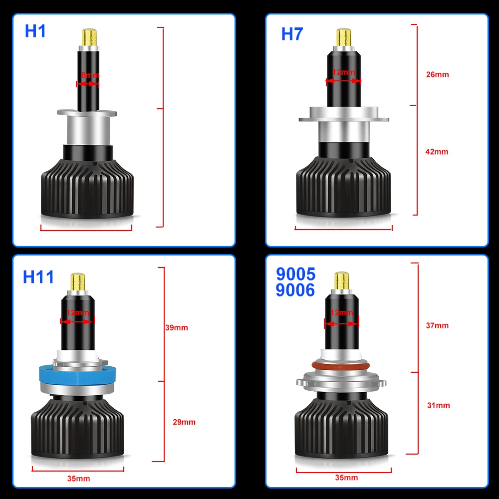 YHKOMS 캔버스 H1 H7 LED 6면 3D LED 자동차 헤드라이트 H8 H9 H11 9005 HB3 9006 HB4 자동차 LED 전구 안개등 6000K 12V 미니 사이즈