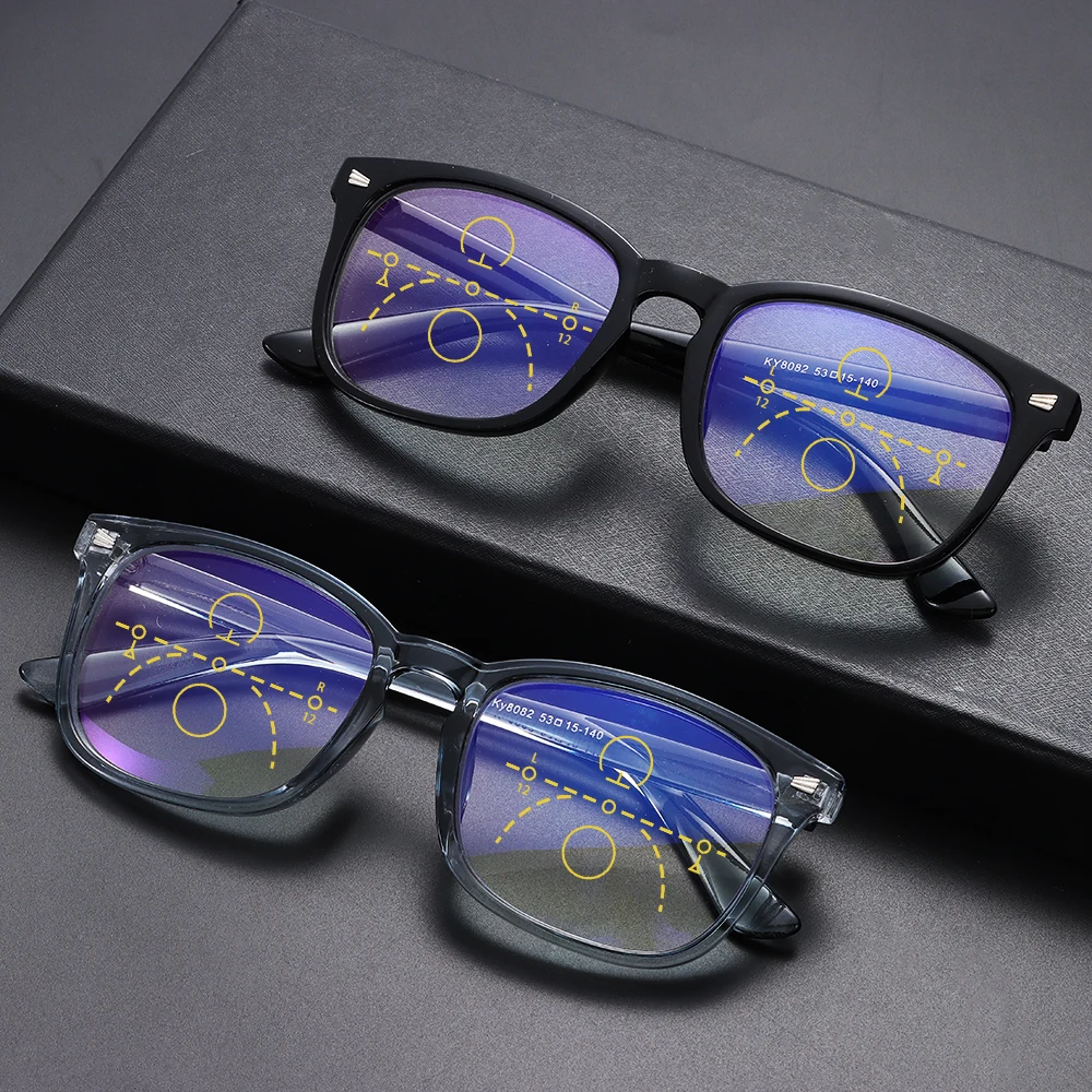 Square Multifocal Progressive Reading Glasses Men Women Fashion Anti Blue With Diopters Anti-glare Computer Eyeglasses +1.0~+4.0