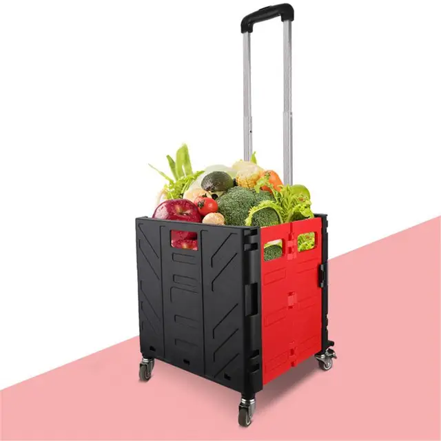 Gördülő Láda Kerekekkel Összecsukható Segédkocsi Multifunkcionális Kézi Kocsi Teleszkópos Fogantyúval Az Utazás Mozgó Élelmiszerbolthoz - Image 5