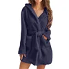 Hiver femmes Robe de bain moelleux en peluche pyjamas dames Sexy à capuche Robe de couleur unie chaud peignoir femme vêtements de détente