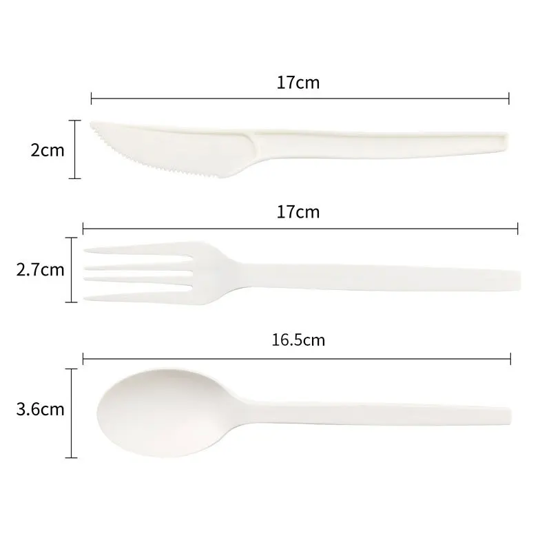 Compostable Forks Spoons Knives Cutlery Combo Set 10PCS/Lot Large Disposable Utensils Eco Friendly Durable Tray Forks Spoons