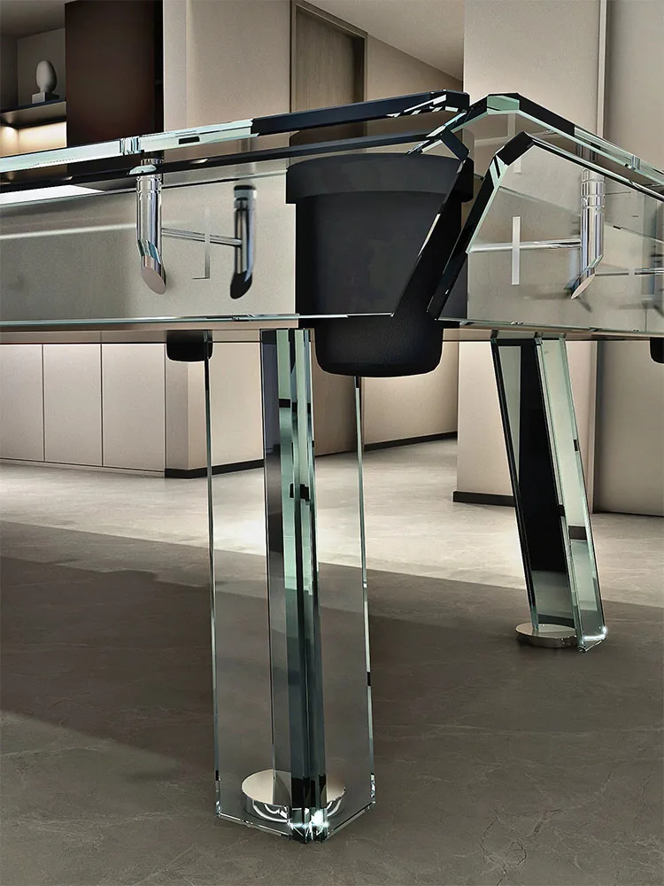 Classy crystal glass standard billiard table for home indoor tempered glass billiard table