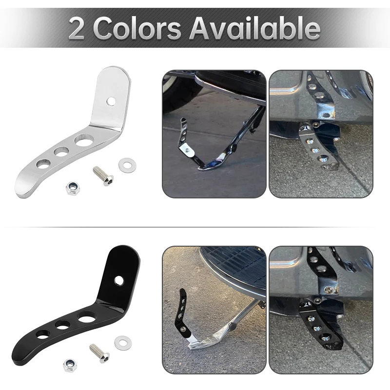 Motorcycle Black Foot Pedal Stand Kickstand Extension Chrome For Harley CVO Touring Road King Electra Street Glide 1991-2022