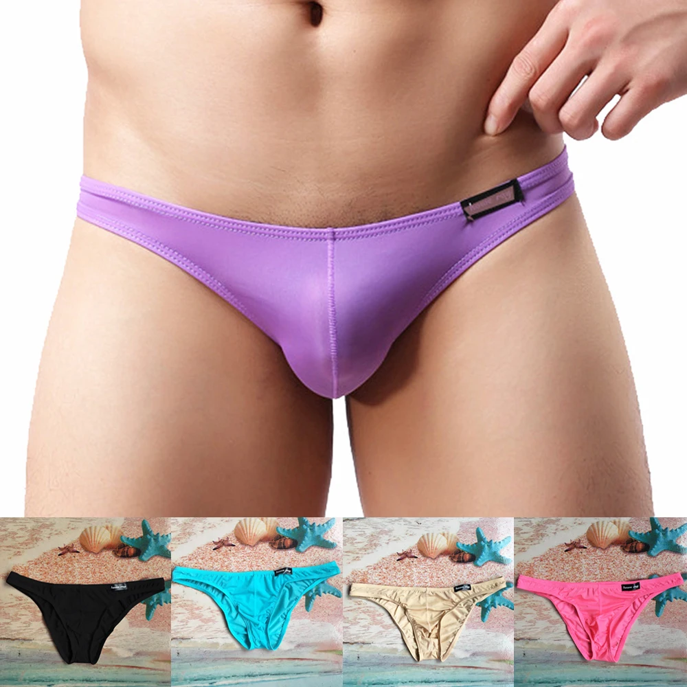 Men's Erotic Lingerie U Convex Men Underwear Sexy Low-Waist Ice Silk Transparent Briefs Panties Porn Boy Sissy Sexy Sex Sexual