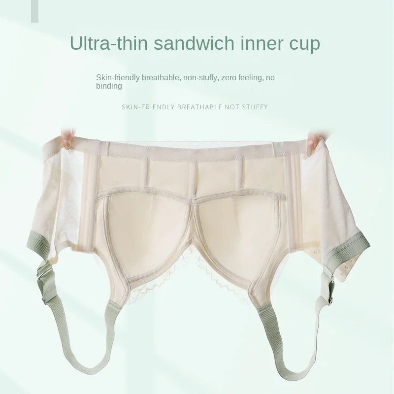 Women's Ultra-Thin Underwear Thin Big Breast Size Bra Wireless Push up Breast Holding Anti-Sagging Large Size Plump Girls