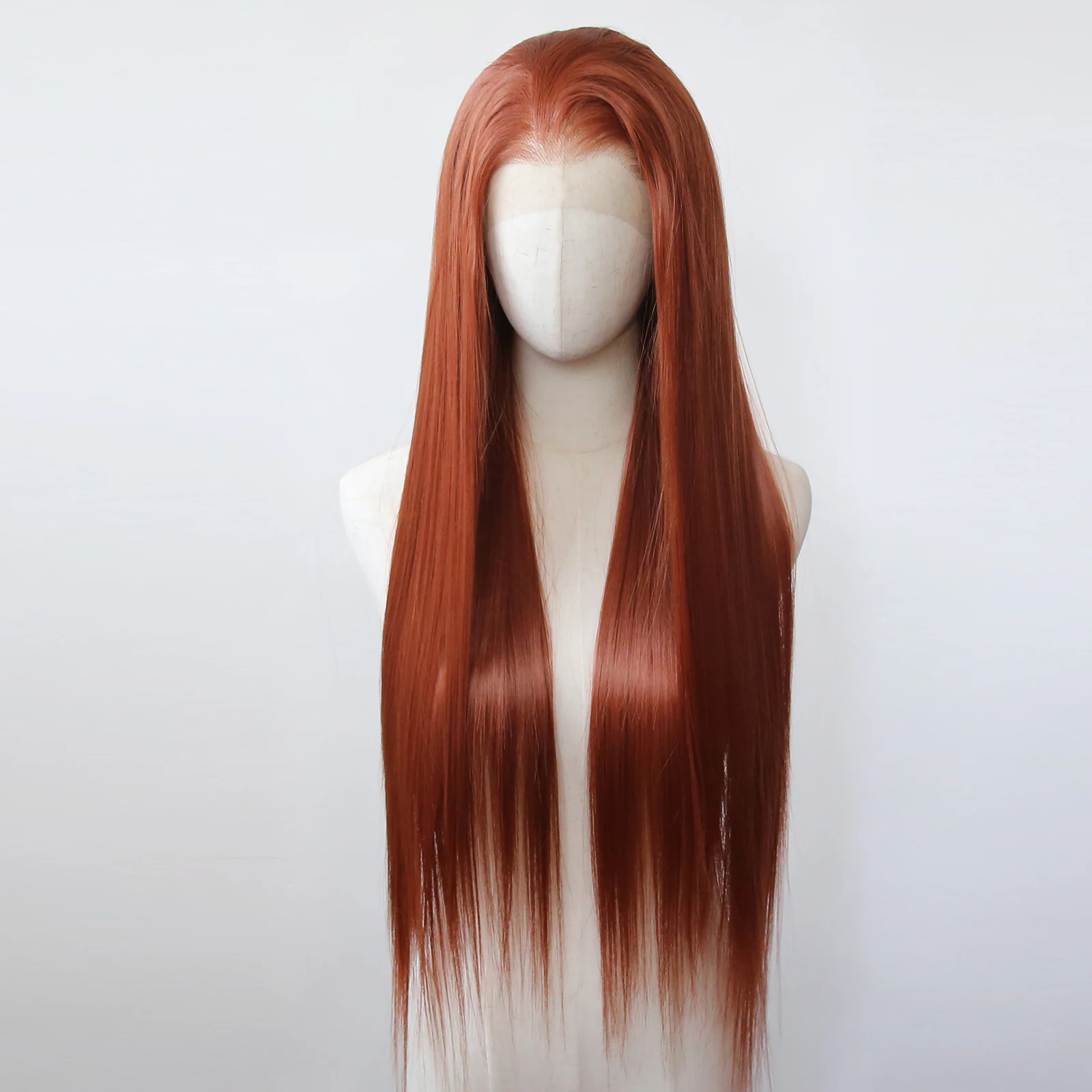 Lace Front Wig Synthetic Hair Wigs Ginger Brown Synthetic Lace Front Wig Long Straight Copper Red Pre Plucked Heat Resistant Fiber Hair