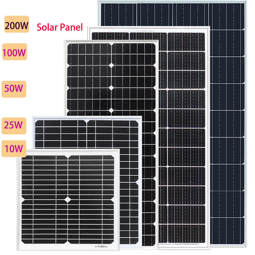 Boguang 18V Rigid Solar Panel Monocrystalline Cell Pannello Solare In Vetro Rigido Cella Monocristallina Ad Alta Efficienza 10W 25W 50W 100W 200W Gene