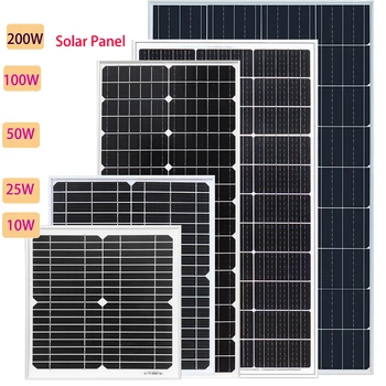BOGUANG 18V Rigid Solar Panel Monocrystalline Cell 경질 유리 태양 전지 패널, 단결정 셀, 고효율 발전 PV 패널 충전, 10W, 25W, 50W, 100W, 200W