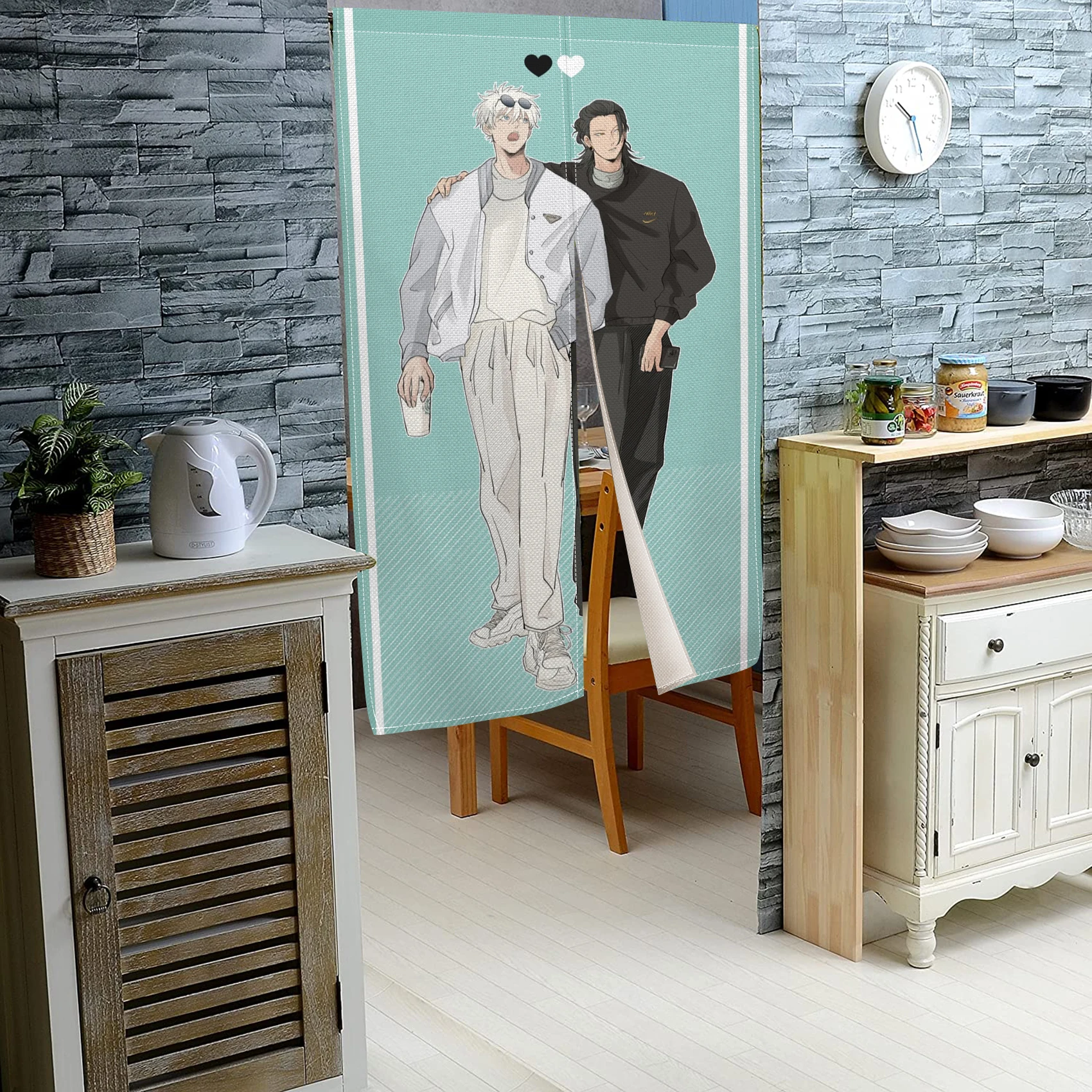 Comic Two Boys Door Curtain Two-dimensional Anime Characters Korean Comic Love Bedroom Decoration Bathroom Hanging Custom 3