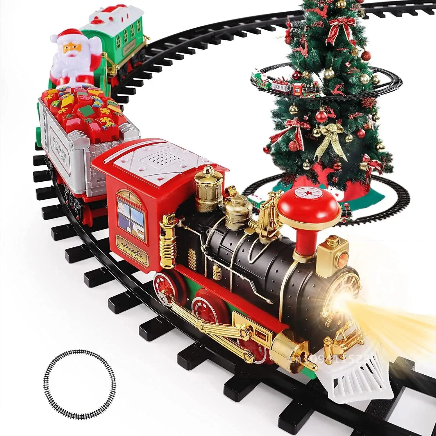 Christmas Train For Tree Car Electric Toys Railway Cars Decorations Music Track With Santa Claus Racing Gifts Navidad