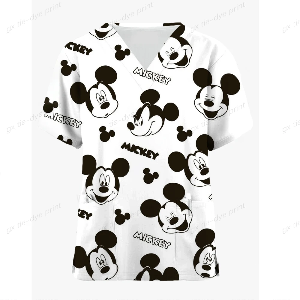 thumbnail image 1 of Camisetas de mujer Y2k Lilo & Stitch Camiseta de hospital con cuello en V y bolsillo Disney Nueva ropa de verano Uniforme de enfermera Uniforme con cuello de bolsillo Y2k, 1 of 5