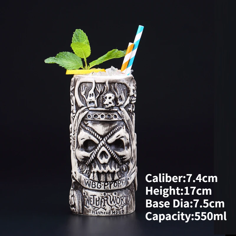 Hawaiian Ceramic Tiki Mug - Creative Cocktail Cup and Halloween Bar Gift