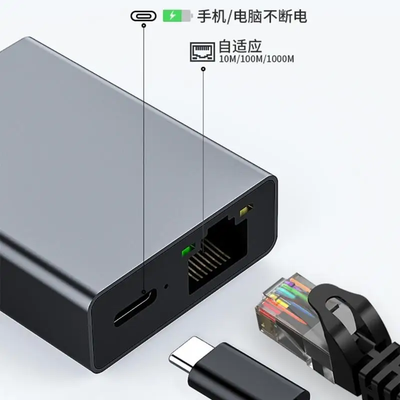 PD100W 빠른 충전 알루미늄 합금 D2RC를 가진 C 형 이중 기능 Ethenet Hub