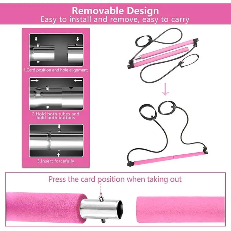 Pilates Stretch Fusion Bar Sculpting Fusion Pilates Bar Elastic Lightweight Easy Installation Multifunctional Portable Fitness