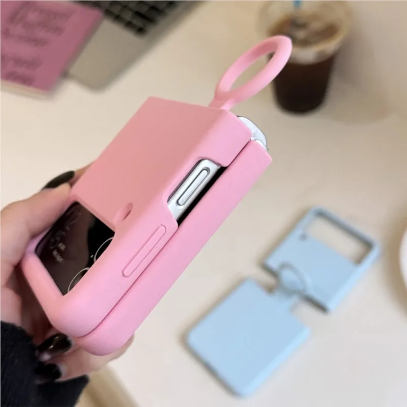 Colorful Liquid Silicone Case with Handheld Ring - Matte Skin Feel & Shockproof Cover