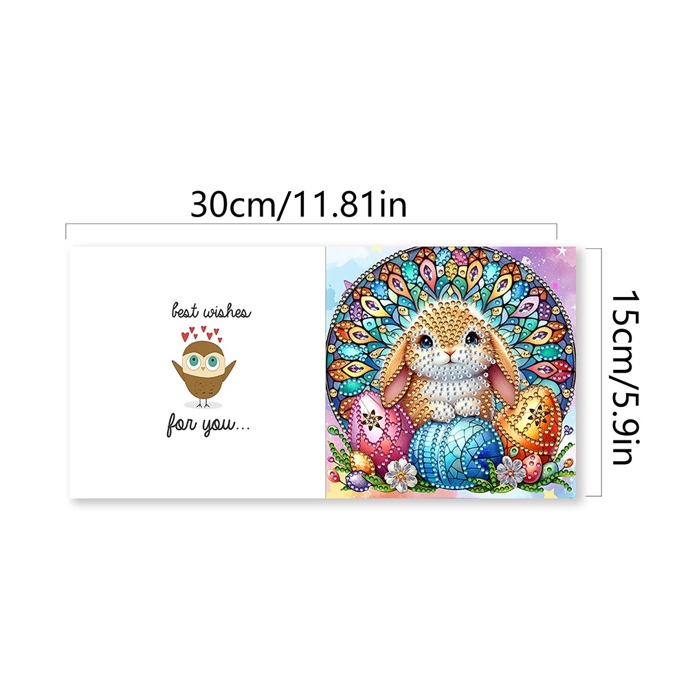 6Pcs Easter Egg DIY Diamond Painting Card Rhinestone Painting Card Kit Diamond Greeting for Holiday Party Favors