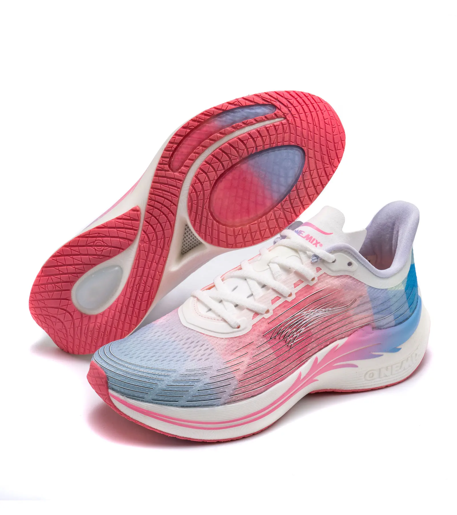 ONEMIX 2023 Running Shoes for Outdoor Marathon Breathable Sport Female Sneakers Lace Up Mesh Carbon Fibre Plate Athletic Shoes