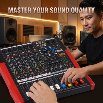 6-Channel with 450W Amplifier Audio Mixer for Performance | Sound Bar with Power Amplifier, 450W Power Output, 7-Stage Equalizer, 99 DSP Effects, Bluetooth & USB Playback 4