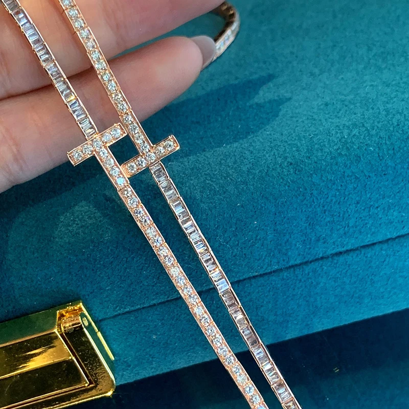 S4fad6c8e7f77479b842d764d5fe4897d5 Aazuo Fine Jewelry 18K Solid Rose Gold Natrual Diamonds 1.7ct Fairy Cross Bracelet For Woman Senior Banquet Engagement Party
