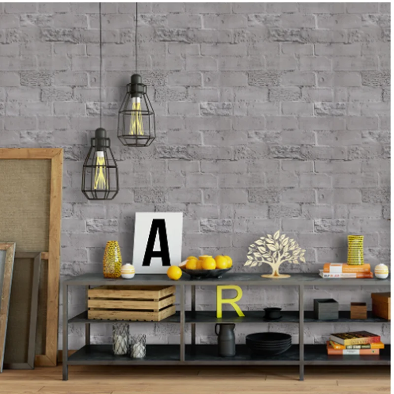 PVC Grey Brick Stone Self-Adhesive Wallpaper Rolls Background Livingroom Bedroom Self-adhesive for Furniture Wall Stickers Decor