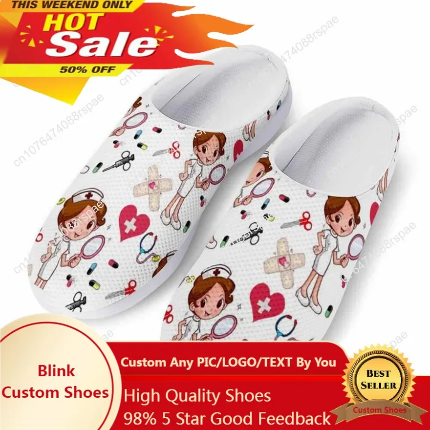 Women's Summer Slippers Hospital Nurse Printing Home Slipper Ladies Non-Slip Beach Sandals For Females Nursing Shoes