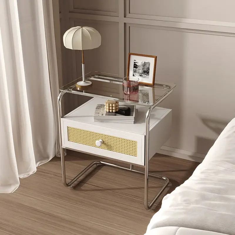 

Простой современный прикроватный столик, роскошный прикроватный столик для спальни, Домашний Прозрачный прикроватный столик из искусственного стекла, маленький