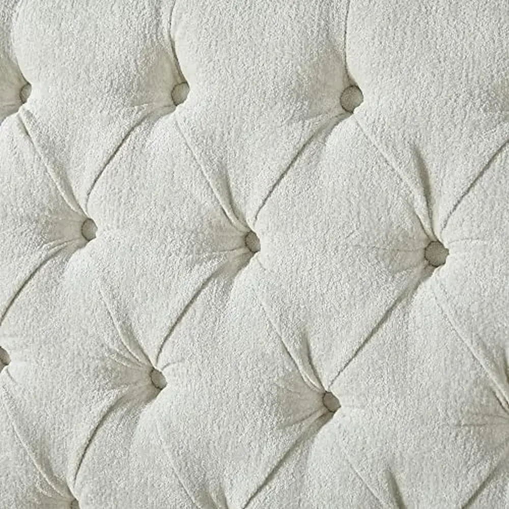 Chenille Upholstered Queen Size Sleigh Bed Scroll Wingback Headboard & Footboard Button Tufted Artisan Hand-Made No Box Spring 4