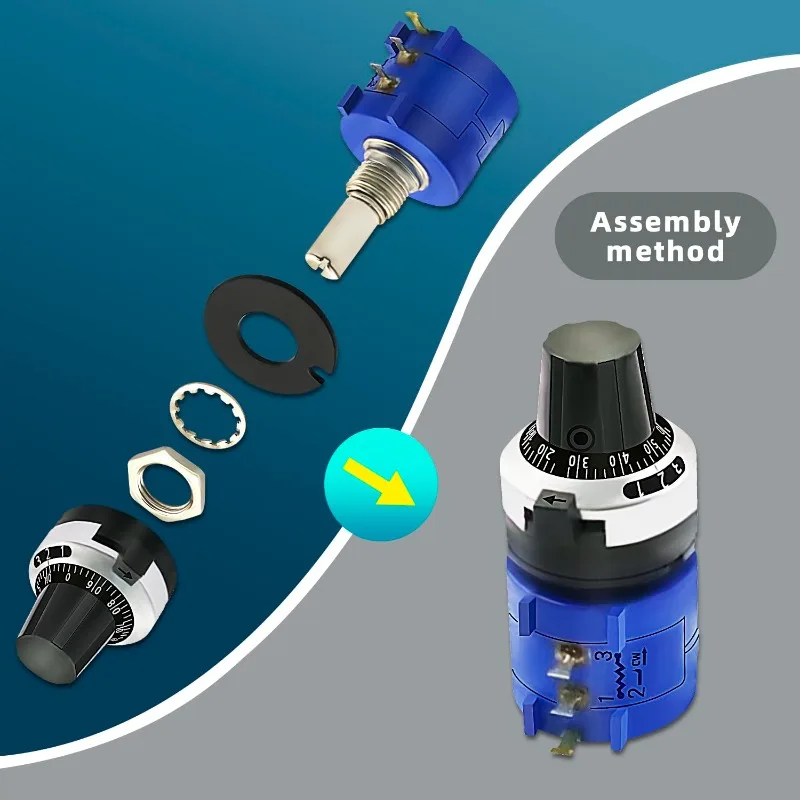 4Sets 3590S Precision Multiturn Potentiometer 4PCS Potentiometer 10 Ring Adjustable Resistor+4PCS Turns Dial Rotates 6.35mm Knob