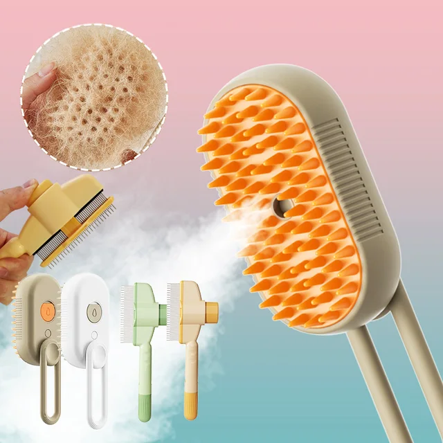 Pet Hair Remover Kit Multifunction Dog Steamy Brush Massager Spray Hair Removal Cat Grooming Comb Dogs Hair Cleaning 3